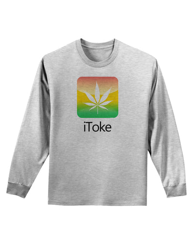 iToke Logo - Marijuana Leaf Adult Long Sleeve Shirt-Long Sleeve Shirt-TooLoud-AshGray-Small-Davson Sales