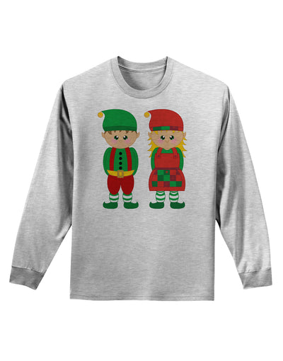 Cute Elf Couple Christmas Adult Long Sleeve Shirt-Long Sleeve Shirt-TooLoud-AshGray-Small-Davson Sales