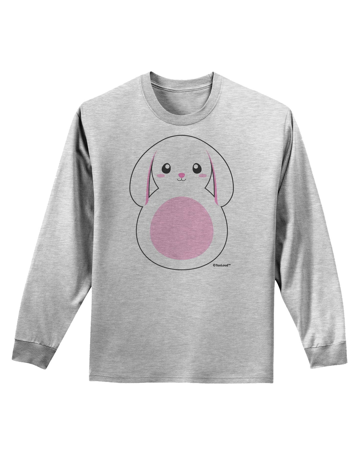 Cute Bunny with Floppy Ears - Pink Adult Long Sleeve Shirt by TooLoud-Long Sleeve Shirt-TooLoud-AshGray-Small-Davson Sales