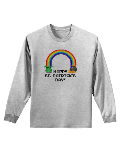 Pixel Pot of Gold St Patrick Text Adult Long Sleeve Shirt-Long Sleeve Shirt-TooLoud-AshGray-Small-Davson Sales