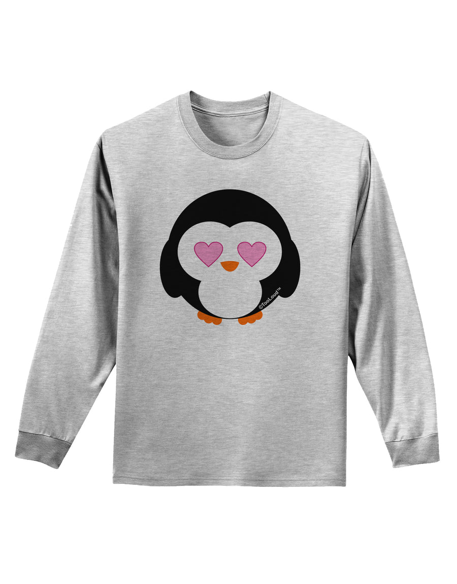 Cute Penguin - Heart Eyes Adult Long Sleeve Shirt by TooLoud-Long Sleeve Shirt-TooLoud-White-Small-Davson Sales