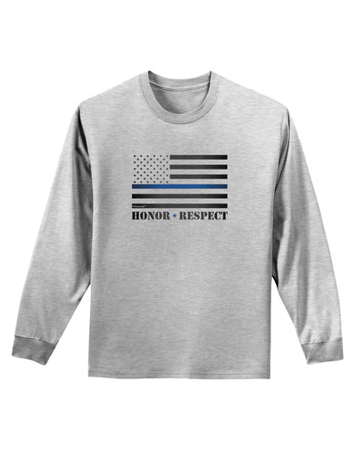 Honor Respect Blue Line Adult Long Sleeve Shirt-Long Sleeve Shirt-TooLoud-AshGray-Small-Davson Sales