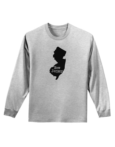New Jersey - United States Shape Adult Long Sleeve Shirt by TooLoud-Long Sleeve Shirt-TooLoud-AshGray-Small-Davson Sales