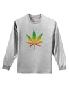 Marijuana Leaf Rastafarian Colors Adult Long Sleeve Shirt-Long Sleeve Shirt-TooLoud-AshGray-Small-Davson Sales