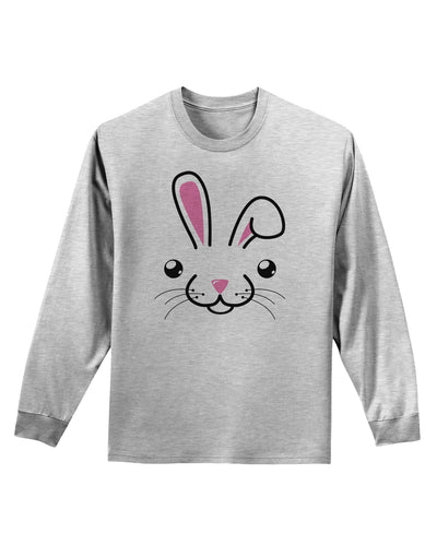 Cute Bunny Face Adult Long Sleeve Shirt-Long Sleeve Shirt-TooLoud-AshGray-Small-Davson Sales