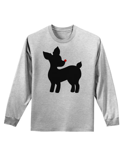 Cute Rudolph Silhouette - Christmas Adult Long Sleeve Shirt by TooLoud-Long Sleeve Shirt-TooLoud-AshGray-Small-Davson Sales