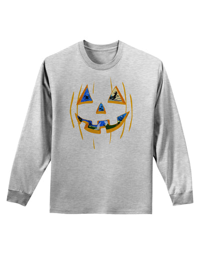 Jack O Lanterns Point of View Pumpkin Adult Long Sleeve Shirt-Long Sleeve Shirt-TooLoud-AshGray-Small-Davson Sales