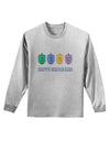 Happy Hanukkah Dreidels Adult Long Sleeve Shirt-Long Sleeve Shirt-TooLoud-AshGray-Small-Davson Sales