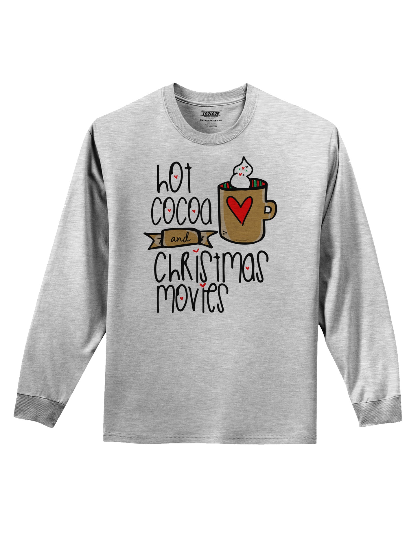 Hot Cocoa and Christmas Movies Adult Long Sleeve Shirt-Long Sleeve Shirt-TooLoud-AshGray-Small-Davson Sales