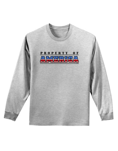 Property of America Adult Long Sleeve Shirt-Long Sleeve Shirt-TooLoud-AshGray-Small-Davson Sales