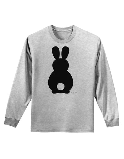 Cute Bunny Silhouette with Tail Adult Long Sleeve Shirt by TooLoud-Long Sleeve Shirt-TooLoud-AshGray-Small-Davson Sales