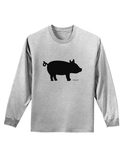 Pig Silhouette Design Adult Long Sleeve Shirt by TooLoud-Long Sleeve Shirt-TooLoud-AshGray-Small-Davson Sales