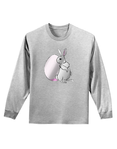 Easter Bunny and Egg Metallic - Silver Adult Long Sleeve Shirt by TooLoud-Long Sleeve Shirt-TooLoud-AshGray-Small-Davson Sales