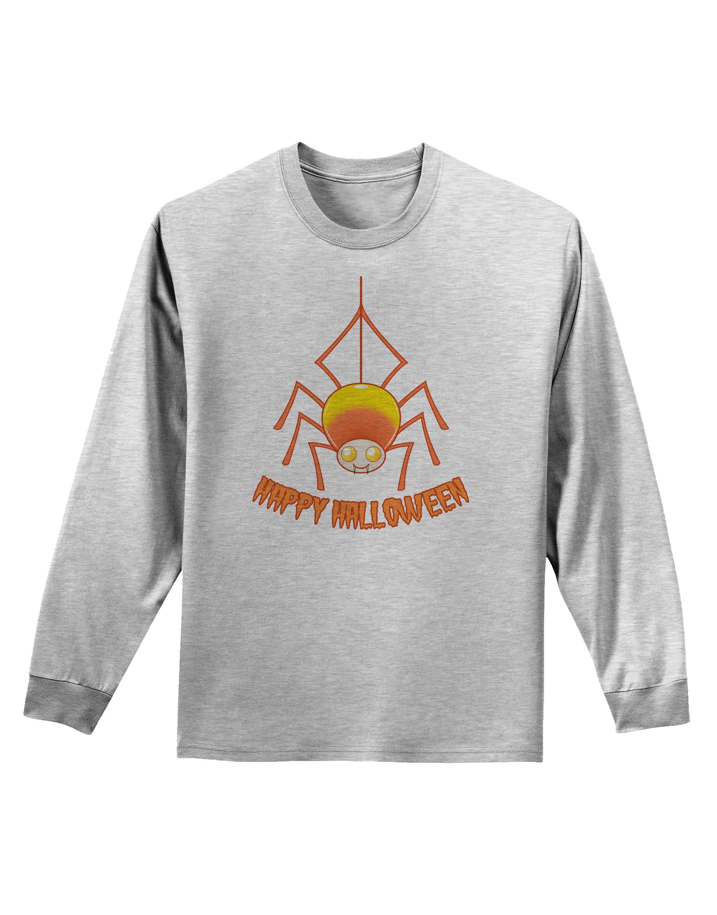 Cute Candy Corn Spider - Happy Halloween Adult Long Sleeve Shirt-Long Sleeve Shirt-TooLoud-AshGray-Small-Davson Sales