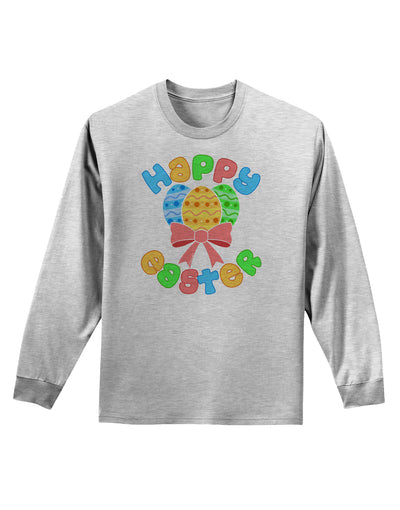 Happy Easter Easter Eggs Adult Long Sleeve Shirt by TooLoud-Long Sleeve Shirt-TooLoud-AshGray-Small-Davson Sales