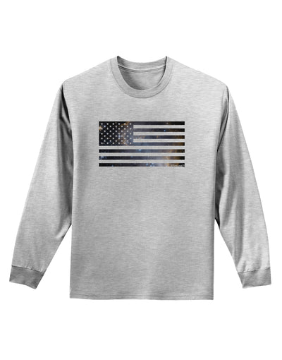 American Flag Galaxy Adult Long Sleeve Shirt by TooLoud-Long Sleeve Shirt-TooLoud-AshGray-Small-Davson Sales