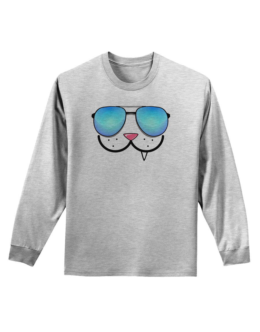 Kyu-T Face - Snaggle Cool Sunglasses Adult Long Sleeve Shirt-Long Sleeve Shirt-TooLoud-White-Small-Davson Sales