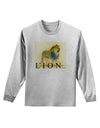 Lion Watercolor 1 Text Adult Long Sleeve Shirt-Long Sleeve Shirt-TooLoud-AshGray-Small-Davson Sales