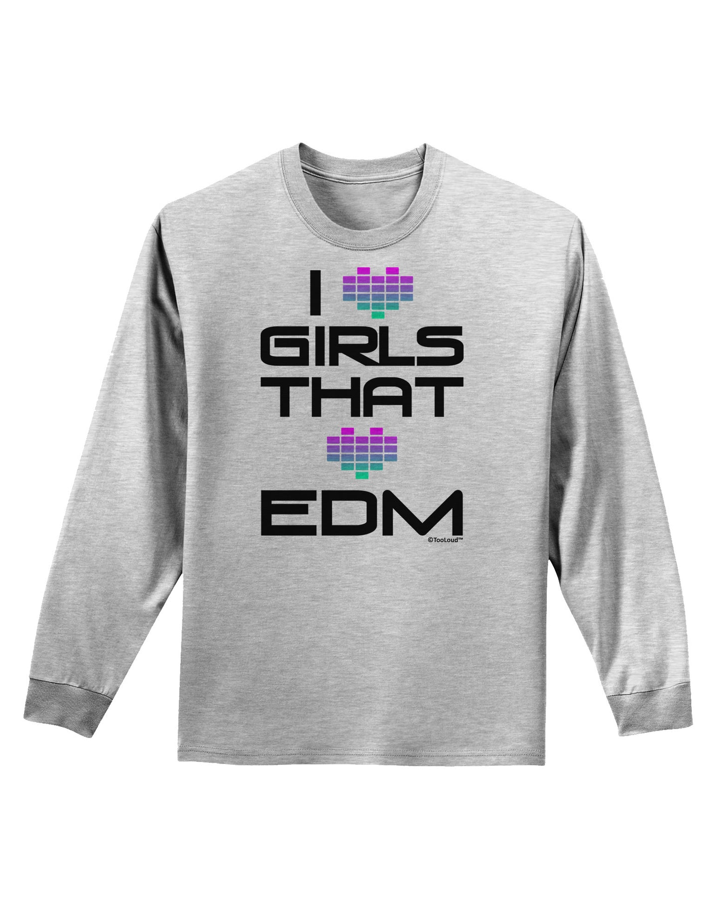 I Heart Girls That Heart EDM Adult Long Sleeve Shirt-Long Sleeve Shirt-TooLoud-AshGray-Small-Davson Sales