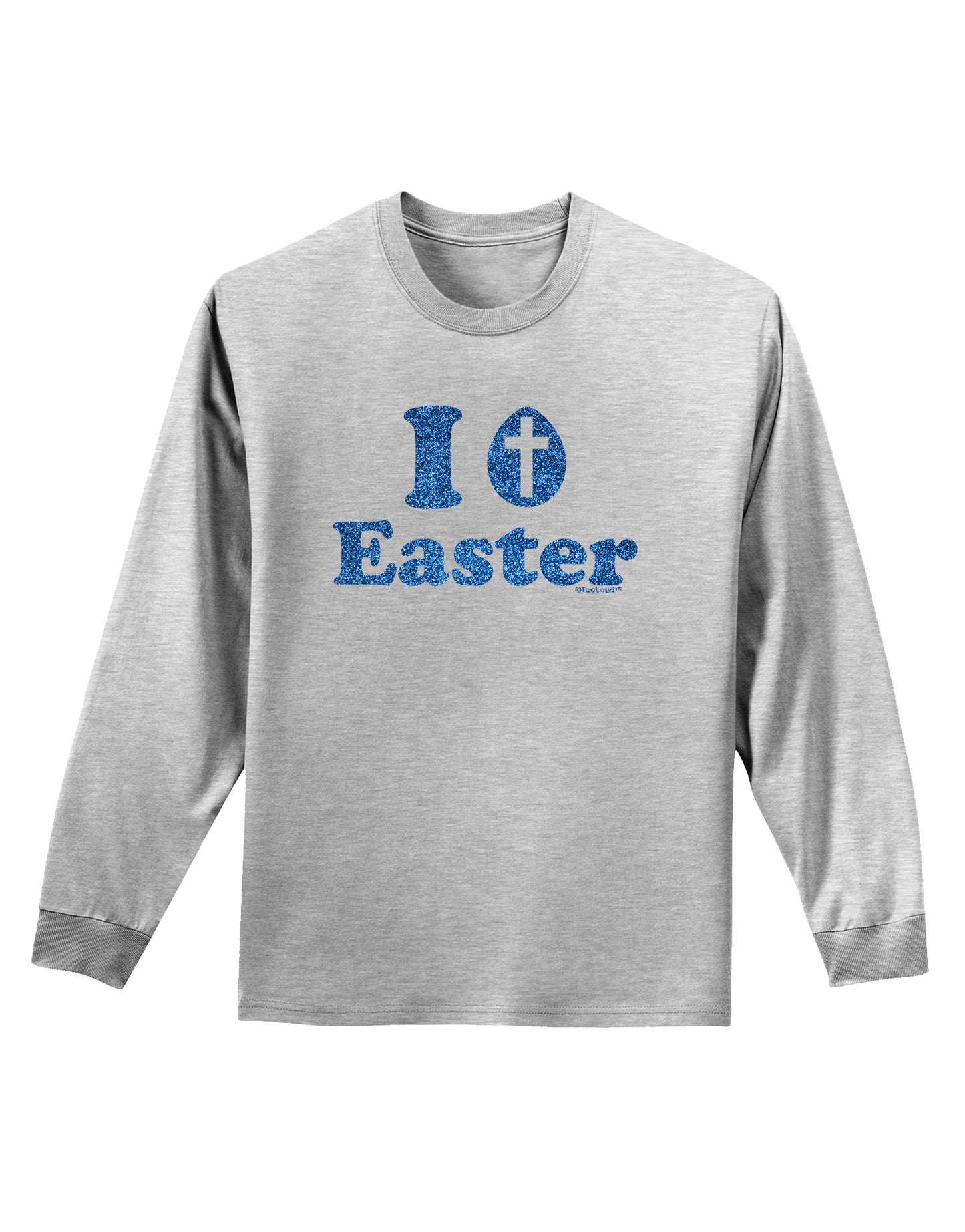 I Egg Cross Easter - Blue Glitter Adult Long Sleeve Shirt by TooLoud-Long Sleeve Shirt-TooLoud-AshGray-Small-Davson Sales