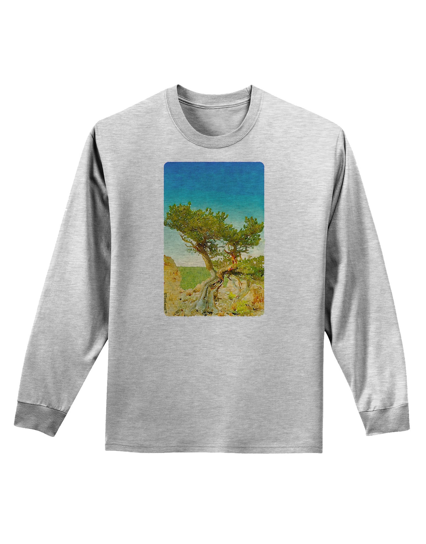 Colorado Tree Watercolor Adult Long Sleeve Shirt-Long Sleeve Shirt-TooLoud-AshGray-Small-Davson Sales