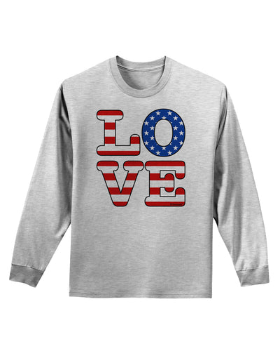 American Love Design Adult Long Sleeve Shirt by TooLoud-Long Sleeve Shirt-TooLoud-AshGray-Small-Davson Sales