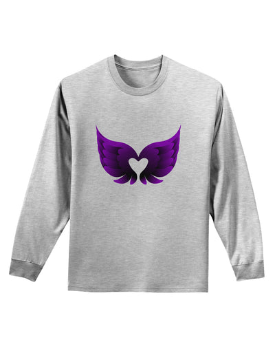 Cute Dark Angel Wings Black and Purple Heart Adult Long Sleeve Shirt-Long Sleeve Shirt-TooLoud-AshGray-Small-Davson Sales