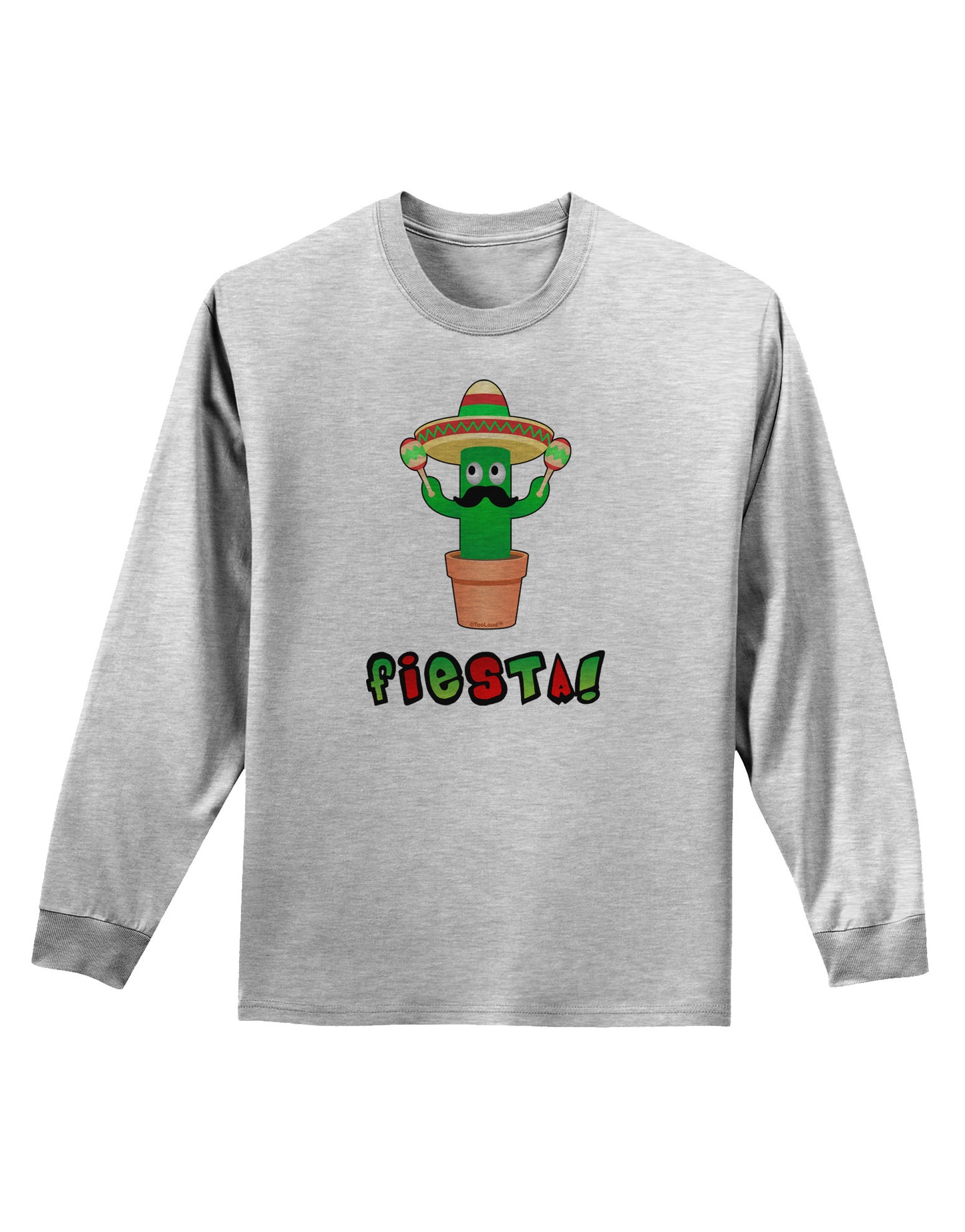 Fiesta Cactus Text Adult Long Sleeve Shirt-Long Sleeve Shirt-TooLoud-AshGray-Small-Davson Sales