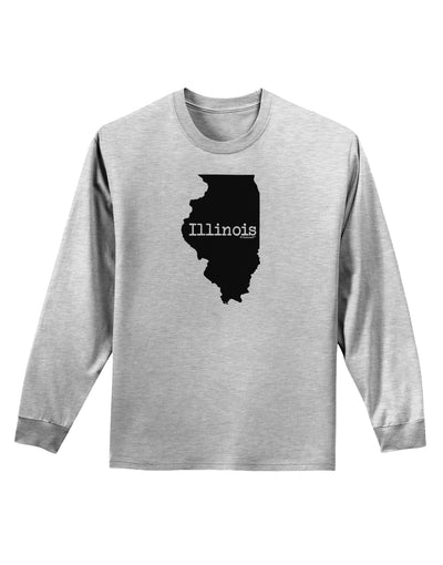 Illinois - United States Shape Adult Long Sleeve Shirt by TooLoud-Long Sleeve Shirt-TooLoud-AshGray-Small-Davson Sales