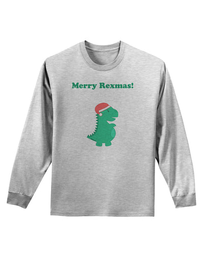 Merry Rexmas T-Rex Dinosaur Christmas Adult Long Sleeve Shirt-Long Sleeve Shirt-TooLoud-AshGray-Small-Davson Sales