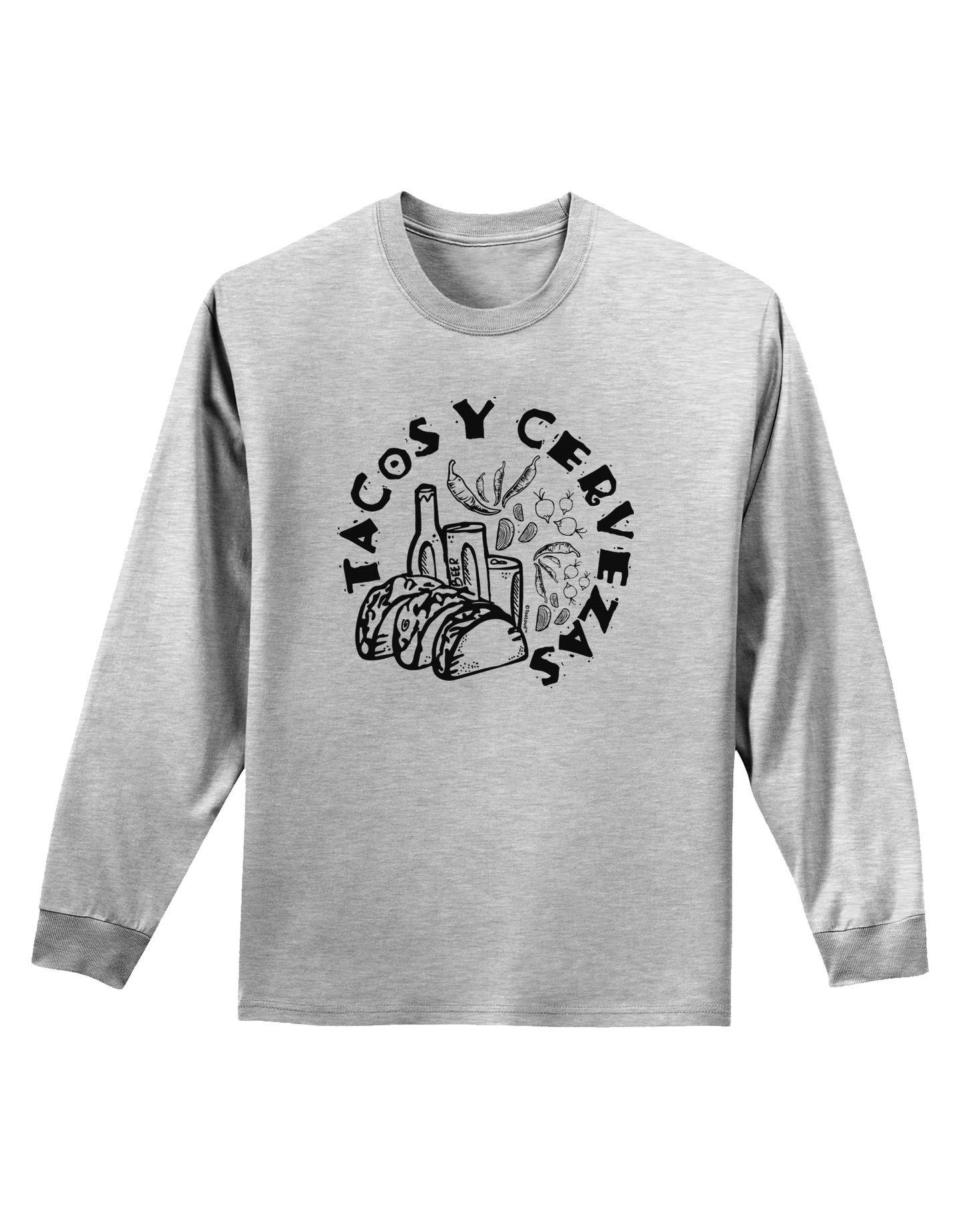 Tacos Y Cervezas Adult Long Sleeve Shirt-Long Sleeve Shirt-TooLoud-AshGray-Small-Davson Sales