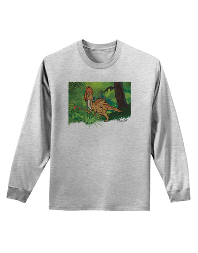 Parasaurolophus Walkeri - Without Name Adult Long Sleeve Shirt-Long Sleeve Shirt-TooLoud-AshGray-Small-Davson Sales