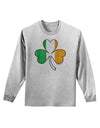 Irish Flag - Shamrock Distressed Adult Long Sleeve Shirt by TooLoud-Long Sleeve Shirt-TooLoud-AshGray-Small-Davson Sales