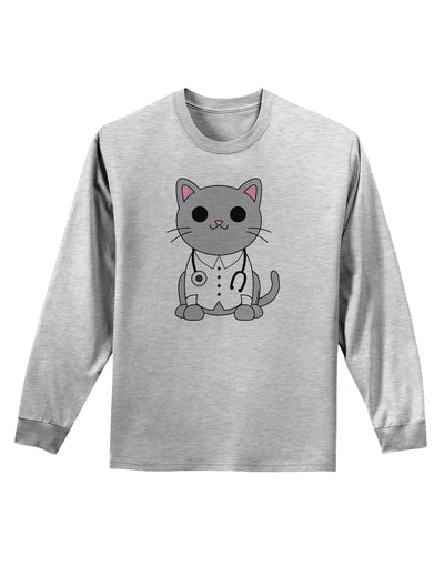 Dr Cat MD - Cute Cat Design Adult Long Sleeve Shirt by TooLoud-Long Sleeve Shirt-TooLoud-AshGray-Small-Davson Sales