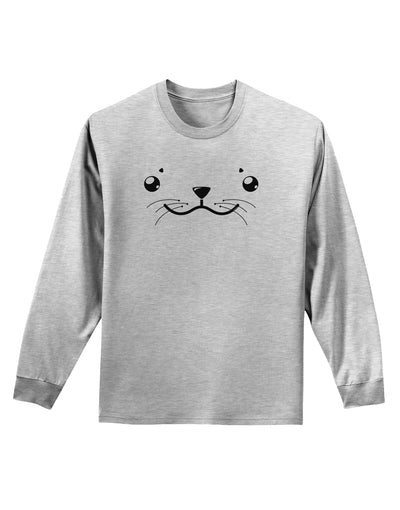 Kyu-T Face - Sealie the Cute Seal Adult Long Sleeve Shirt-Long Sleeve Shirt-TooLoud-AshGray-Small-Davson Sales