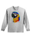 Brightly Colored Parrot Watercolor Adult Long Sleeve Shirt-Long Sleeve Shirt-TooLoud-AshGray-Small-Davson Sales