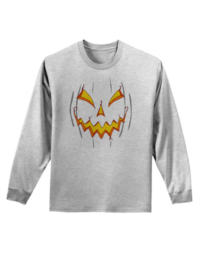 Scary Glow Evil Jack O Lantern Pumpkin Adult Long Sleeve Shirt-Long Sleeve Shirt-TooLoud-AshGray-Small-Davson Sales