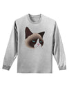 Cute Disgruntled Siamese Cat Adult Long Sleeve Shirt-Long Sleeve Shirt-TooLoud-AshGray-Small-Davson Sales