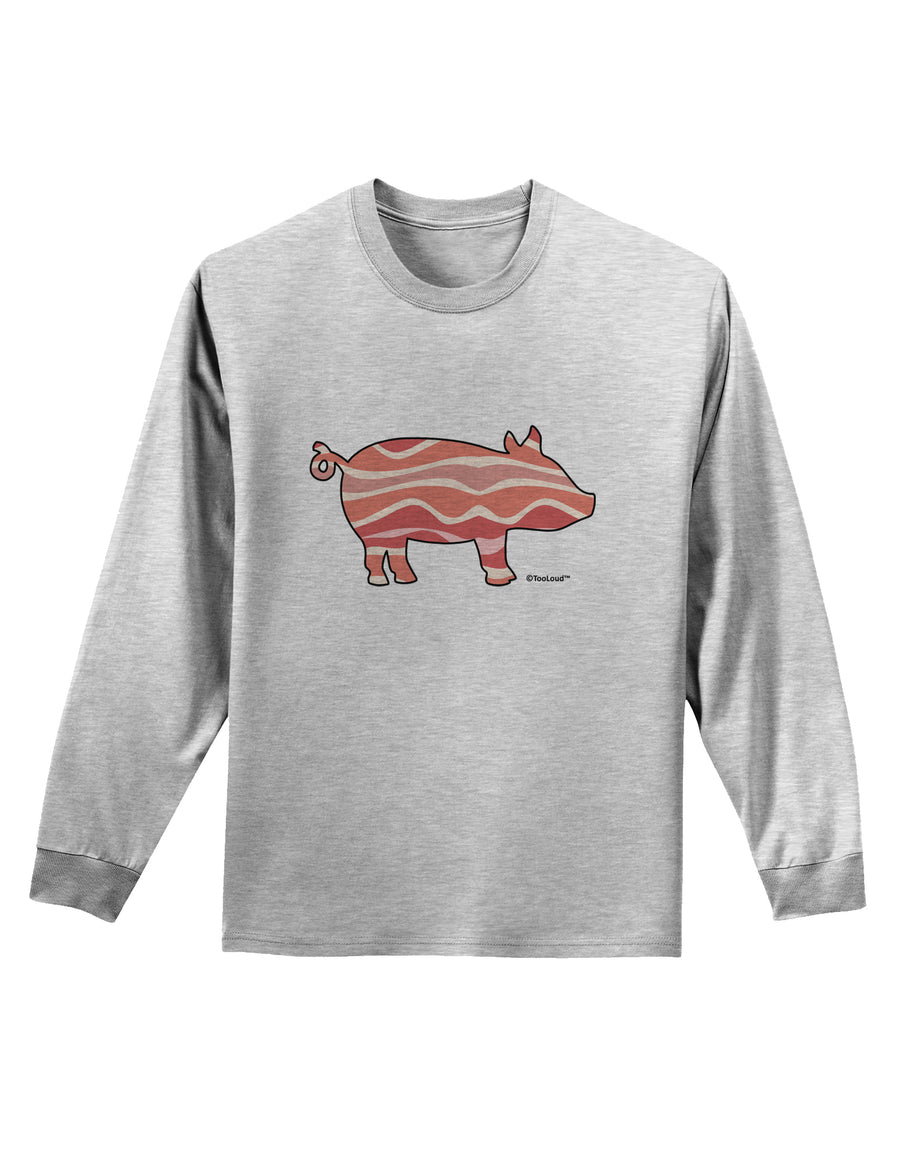 Bacon Pig Silhouette Adult Long Sleeve Shirt by TooLoud-Long Sleeve Shirt-TooLoud-White-Small-Davson Sales