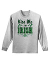 Kiss Me I'm Irish St Patricks Day Adult Long Sleeve Shirt-Long Sleeve Shirt-TooLoud-AshGray-Small-Davson Sales