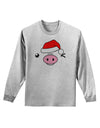 Kyu-T Face Oinkz Santa Hat Boy Pig Adult Long Sleeve Shirt-Long Sleeve Shirt-TooLoud-AshGray-Small-Davson Sales