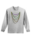 Mardi Gras Beads Necklaces Adult Long Sleeve Shirt-Long Sleeve Shirt-TooLoud-AshGray-Small-Davson Sales