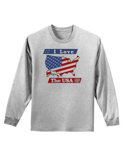 I Love The USA Adult Long Sleeve Shirt-Long Sleeve Shirt-TooLoud-AshGray-Small-Davson Sales