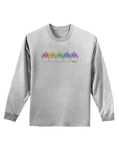 Cute Hatching Chicks Group #2 Adult Long Sleeve Shirt by TooLoud-Long Sleeve Shirt-TooLoud-AshGray-Small-Davson Sales