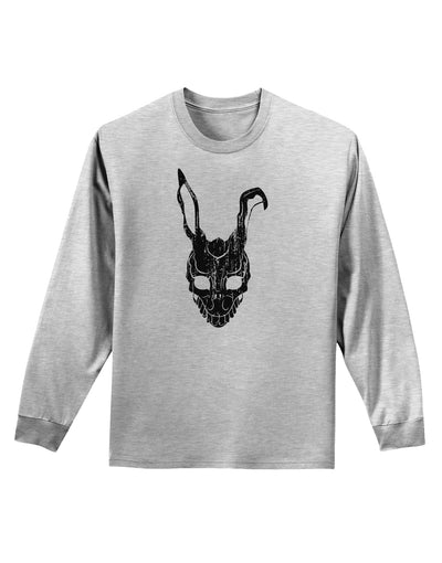 Scary Bunny Face Black Distressed Adult Long Sleeve Shirt-Long Sleeve Shirt-TooLoud-AshGray-Small-Davson Sales