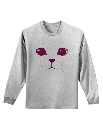 Heart Kitten Adult Long Sleeve Shirt by-Long Sleeve Shirt-TooLoud-AshGray-Small-Davson Sales