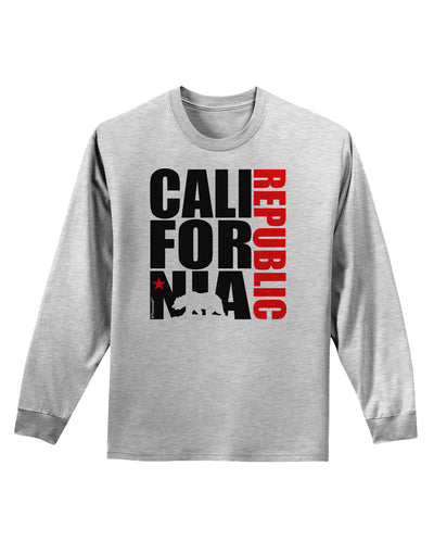 California Republic Design - California Red Star and Bear Adult Long Sleeve Shirt by TooLoud-Long Sleeve Shirt-TooLoud-AshGray-Small-Davson Sales