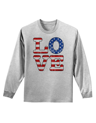 American Love Design - Distressed Adult Long Sleeve Shirt by TooLoud-Long Sleeve Shirt-TooLoud-AshGray-Small-Davson Sales