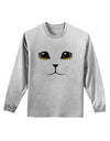TooLoud Yellow Amber-Eyed Cute Cat Face Adult Long Sleeve Shirt