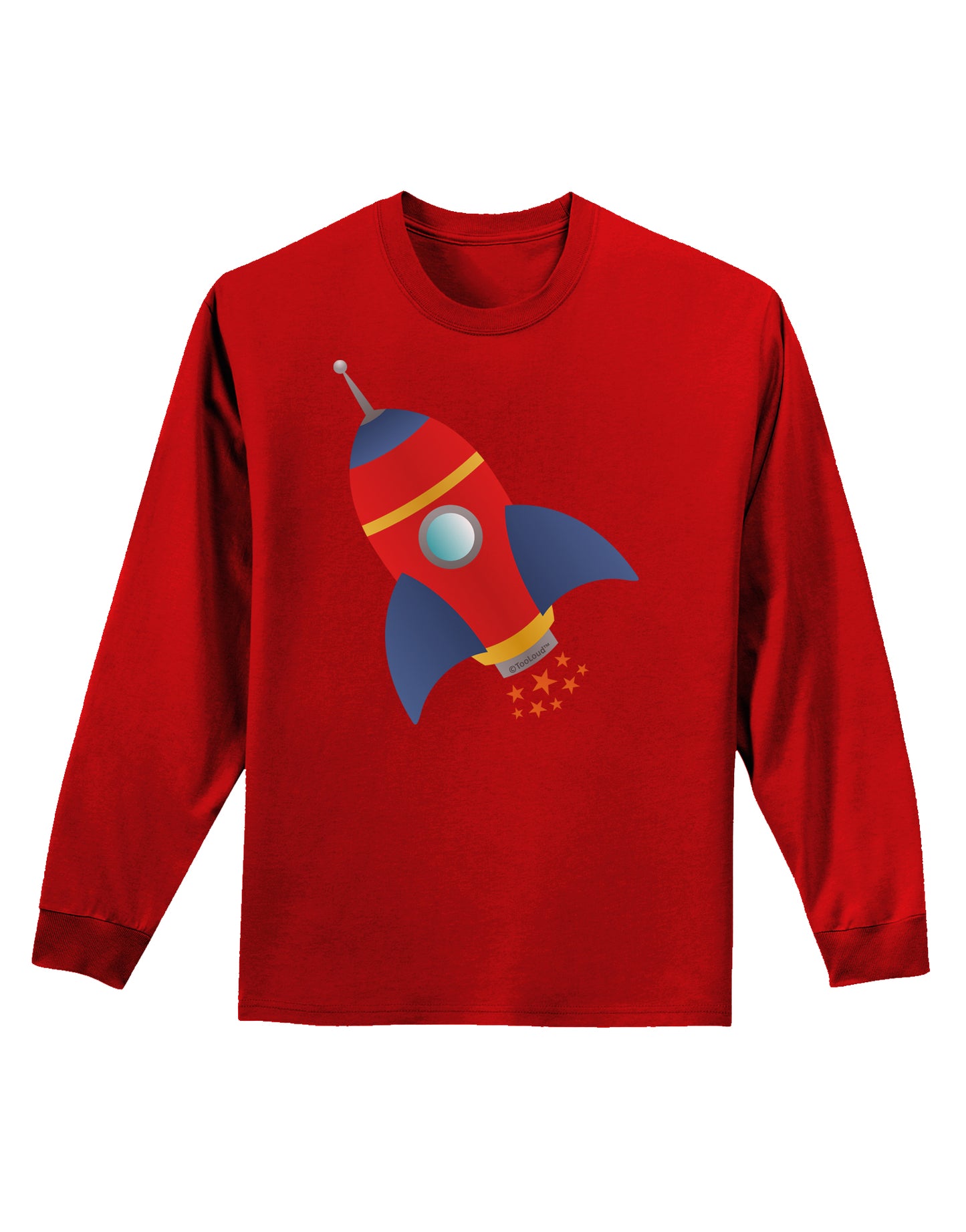 Space Rocket Ship and Stars Adult Long Sleeve Dark T-Shirt by TooLoud-TooLoud-Red-Small-Davson Sales